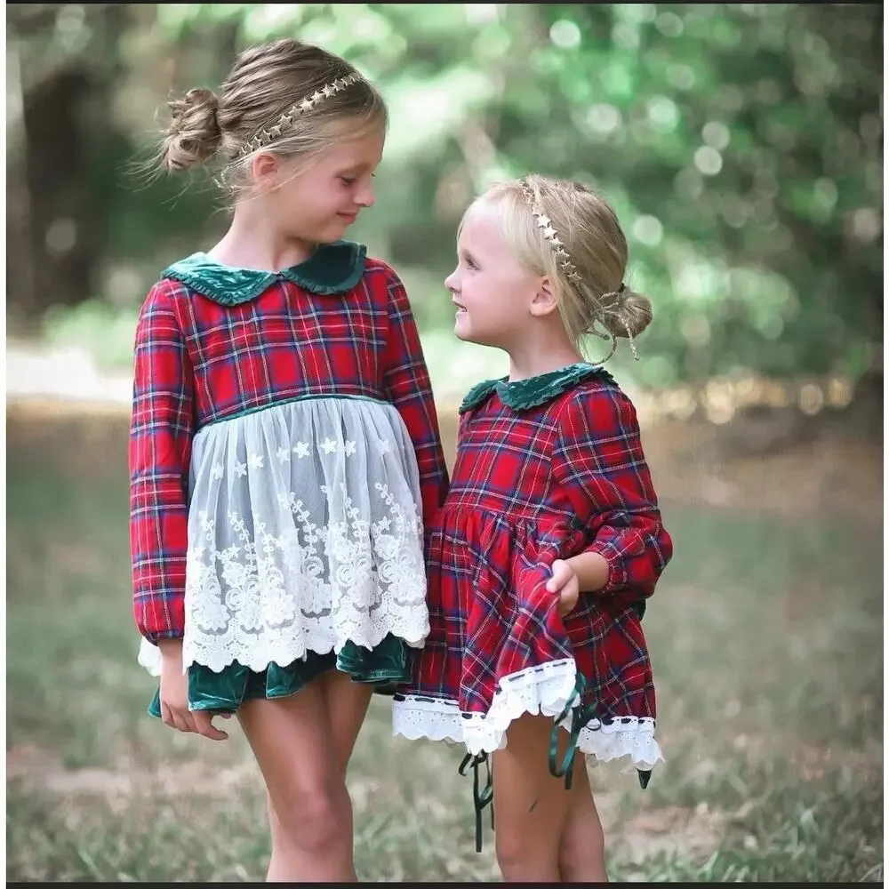 Beloved Bairn Bows Christmas Plaid Midi Beloved on Clip Red Tartan